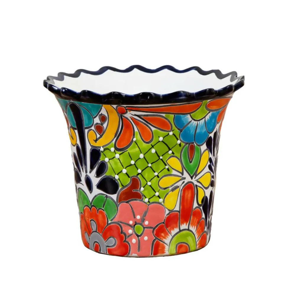 12" Handmade Mexican Talavera Ceramic Planter