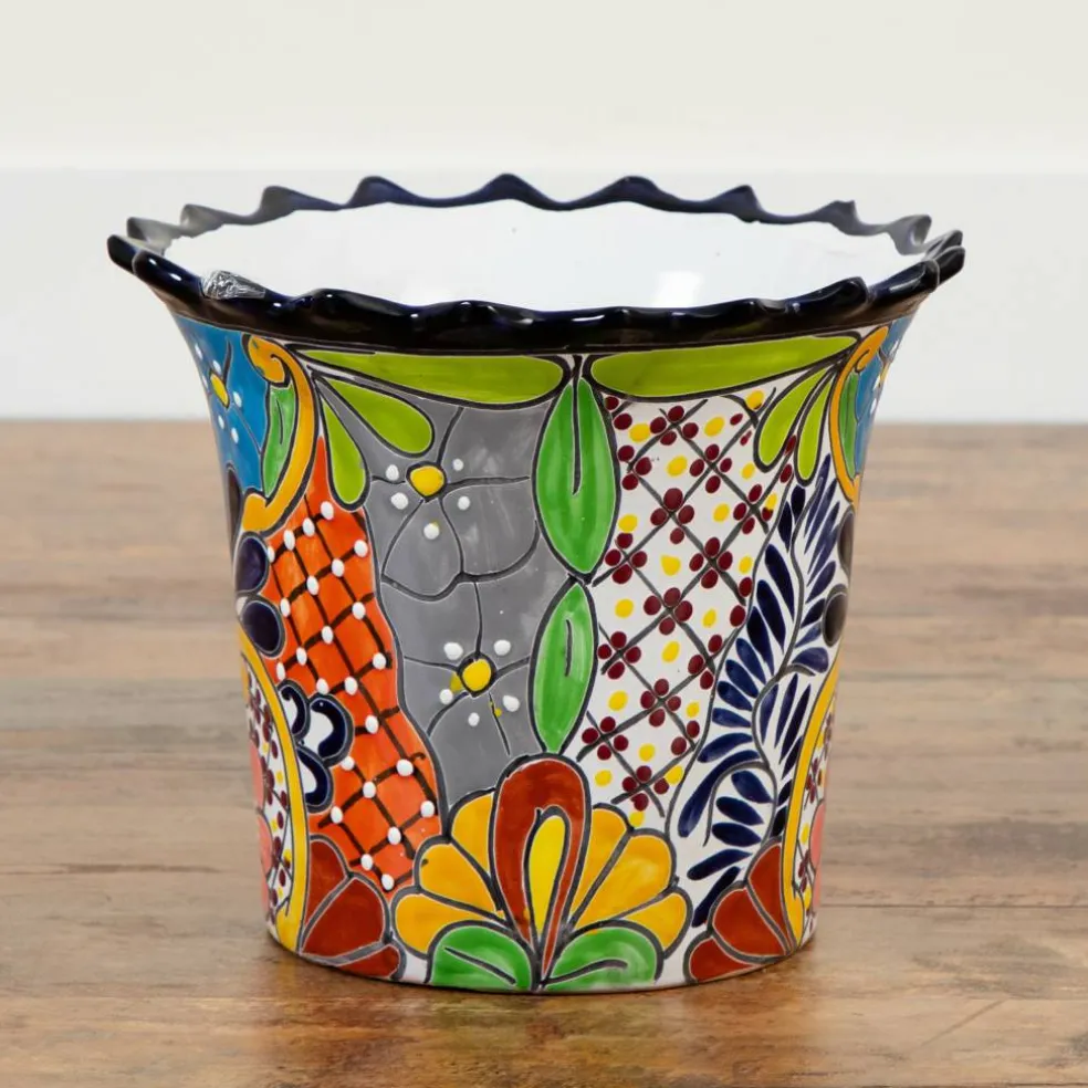 12" Handmade Mexican Talavera Ceramic Planter
