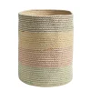 12" Handmade Natural Cotton Multicolored Woven Basket Planter
