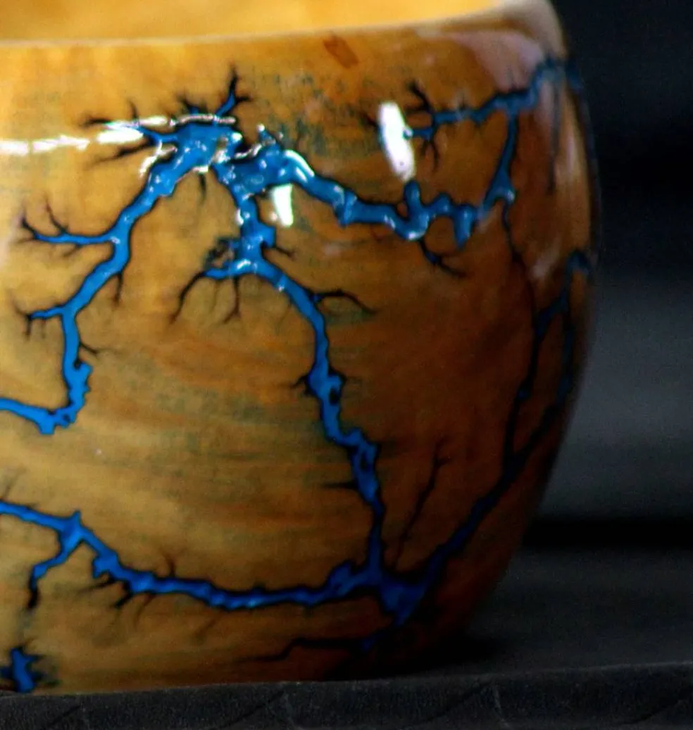 Handmade Wooden Yarn Bowl for Knitting Yarn Ball Holder(Blue-B)