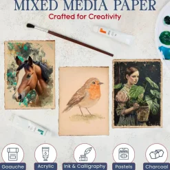 Handmade 4" x 6" Deckle Edge Blank Cards (50-Pack) – 100% Cotton Recycled Paper, 150 GSM – Vintage Style Archival Quality for Invitations, Watercolor, Calligraphy, and DIY Crafts