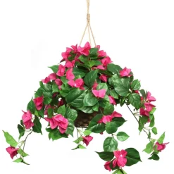25" Hanging Bougainvillea Basket Fuschia – Lush Artificial Flower Basket for Home & Outdoor Décor