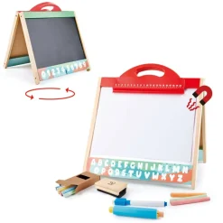 Hape Store & Go Easle Double-Sided Blackboard & Magnetic Whiteboard
