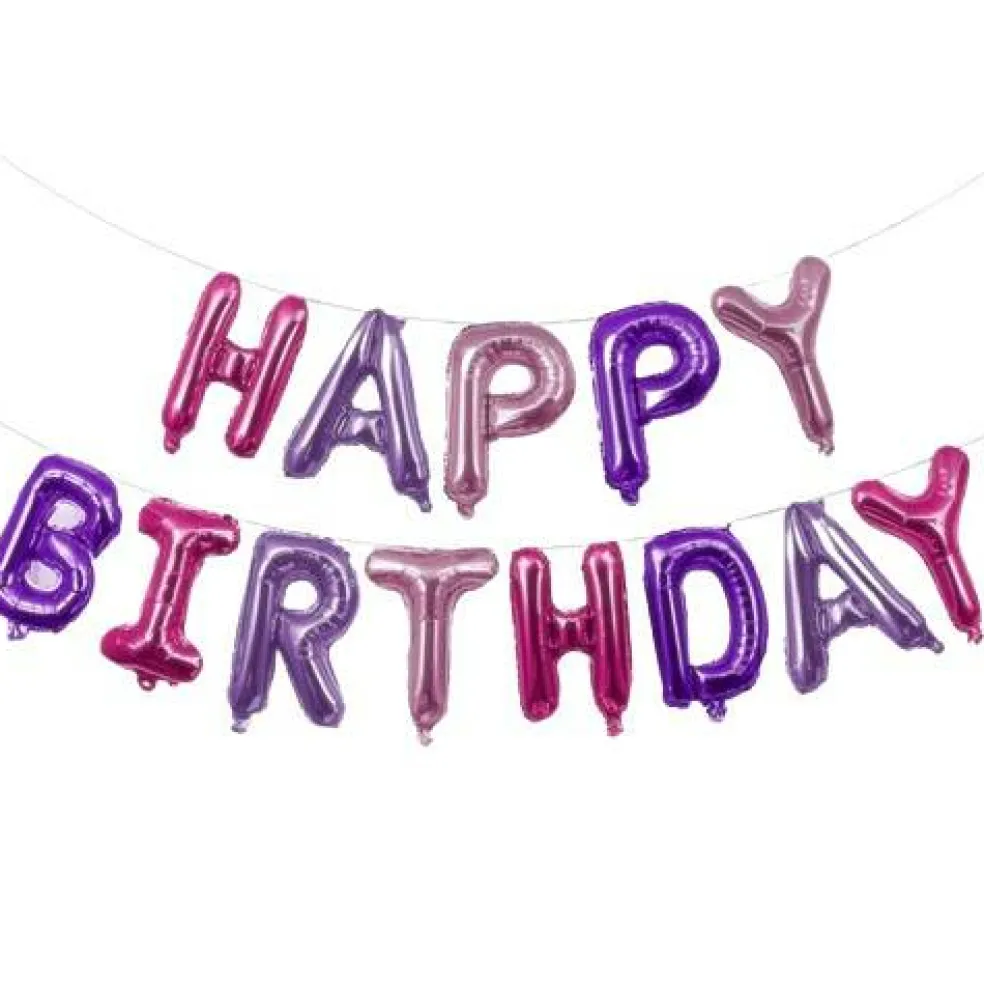 Happy Birthday Balloons Banner for Self-Inflating Party Decoration