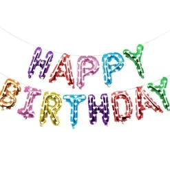 Happy Birthday Balloons Banner for Self-Inflating Party Decoration