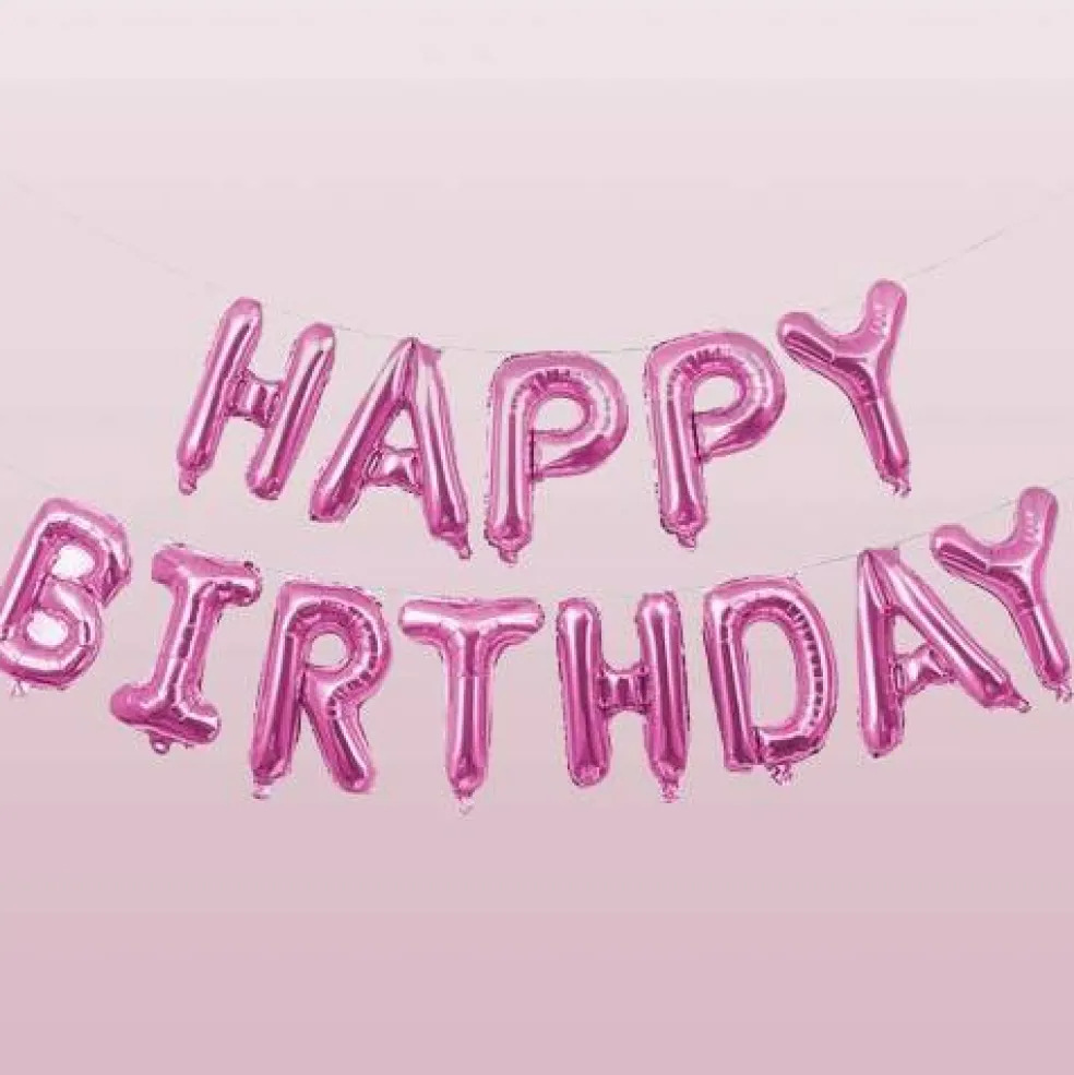 Happy Birthday Balloons Banner for Self-Inflating Party Decoration