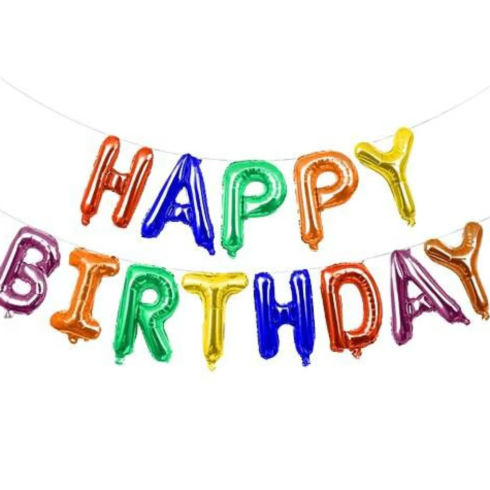Happy Birthday Balloons Banner for Self-Inflating Party Decoration