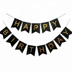 Happy Birthday Banner with Glitter Gold Letters Party Garland Decoration