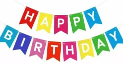 Happy Birthday Banner with Glitter Gold Letters Party Garland Decoration