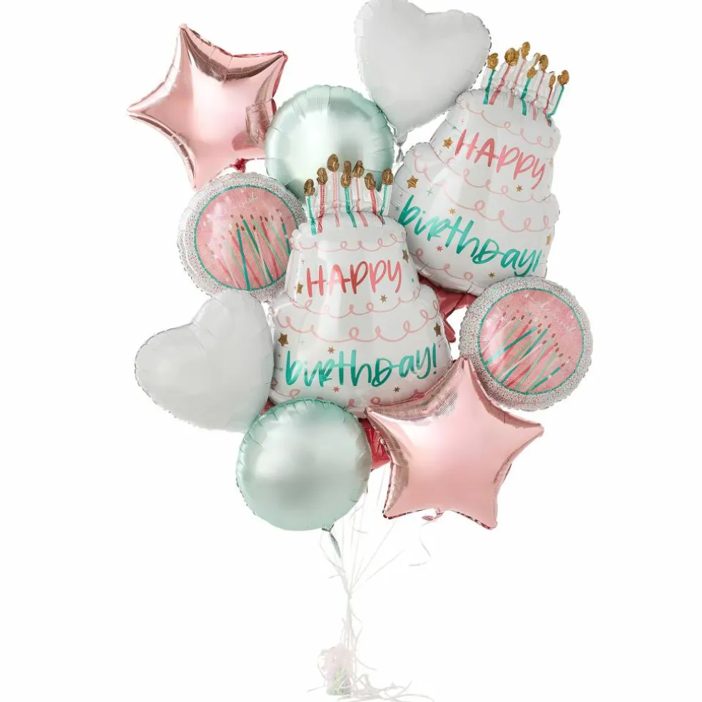 Happy Birthday Cake Foil Balloon Bundle