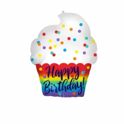 18" Happy Birthday Cupcake Foil Balloon