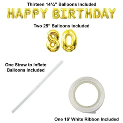 Happy Birthday Party 80th Balloon Streamer