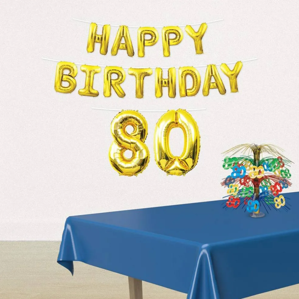Happy Birthday Party 80th Balloon Streamer