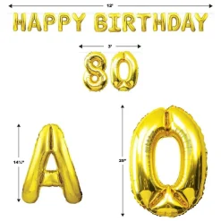 Happy Birthday Party 80th Balloon Streamer