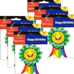 Happy Birthday, Ribbon Award, 36 Per Pack, 6 Packs