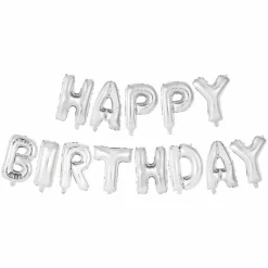 Happy Birthday Silver Foil Balloon Banner Kit By Celebrate Itâ„¢