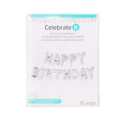 Happy Birthday Silver Foil Balloon Banner Kit By Celebrate It™