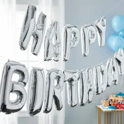 Happy Birthday Silver Foil Balloon Banner Kit By Celebrate It™