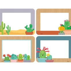 Happy Cactus Crew Name Tags/Labels - Multi-Pack, 3-1/2" x 2-1/2", Pack of 36