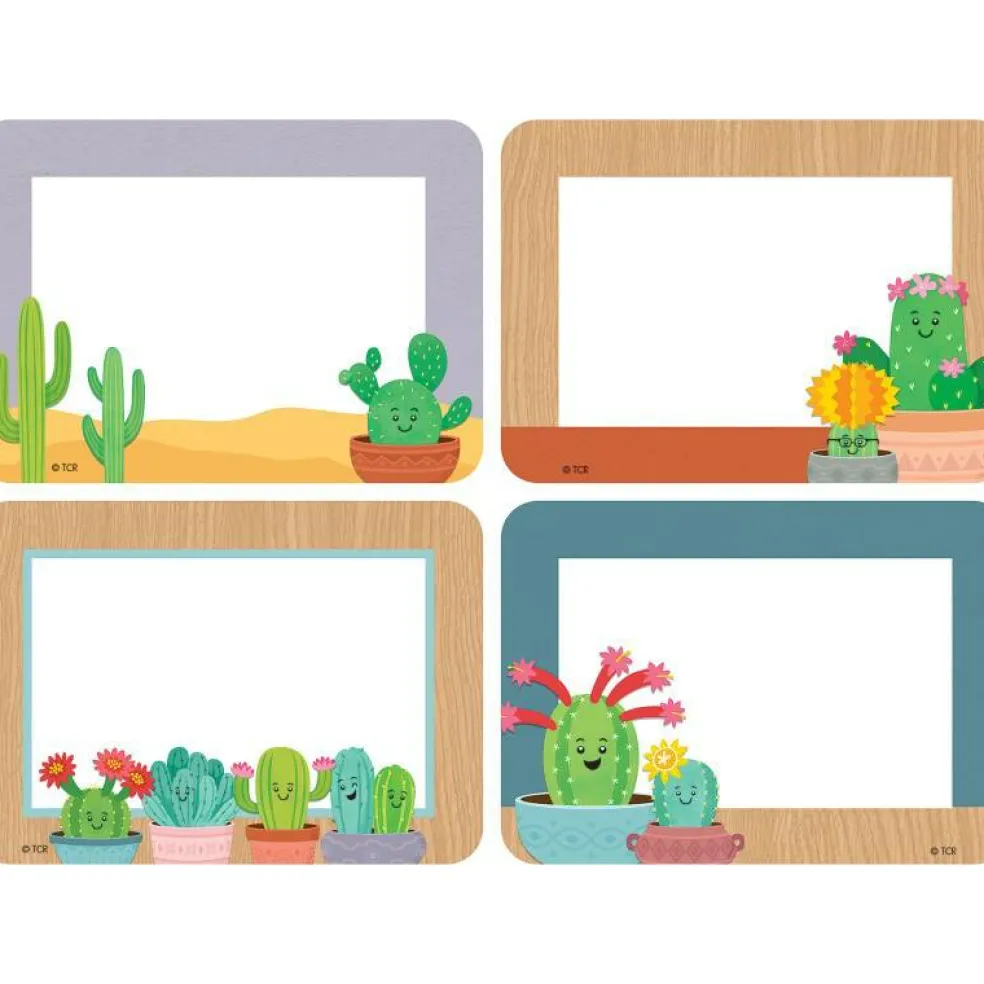 Happy Cactus Crew Name Tags/Labels - Multi-Pack, 3-1/2" x 2-1/2", Pack of 36
