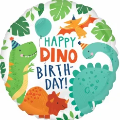 17" Happy Dino Birthday Foil Balloon