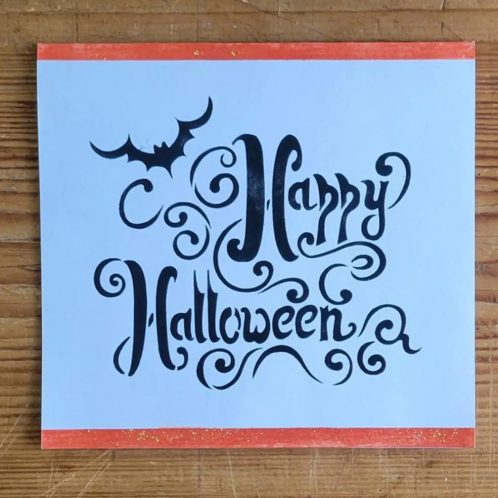 Happy Halloween Lettering Cookie & Craft Stencil | CM071 by Designer Stencils | Cookie Decorating Tools |
