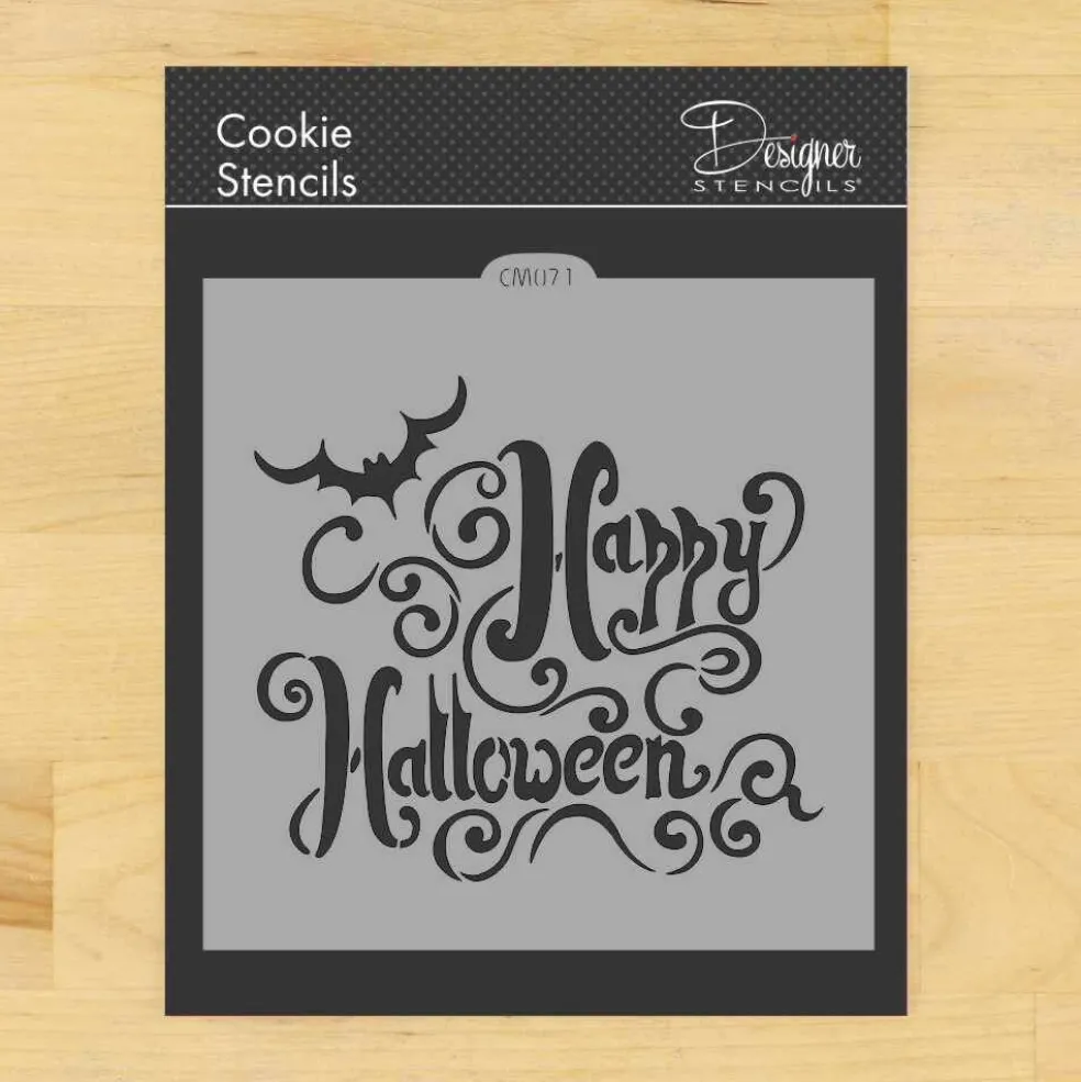 Happy Halloween Lettering Cookie & Craft Stencil | CM071 by Designer Stencils | Cookie Decorating Tools |