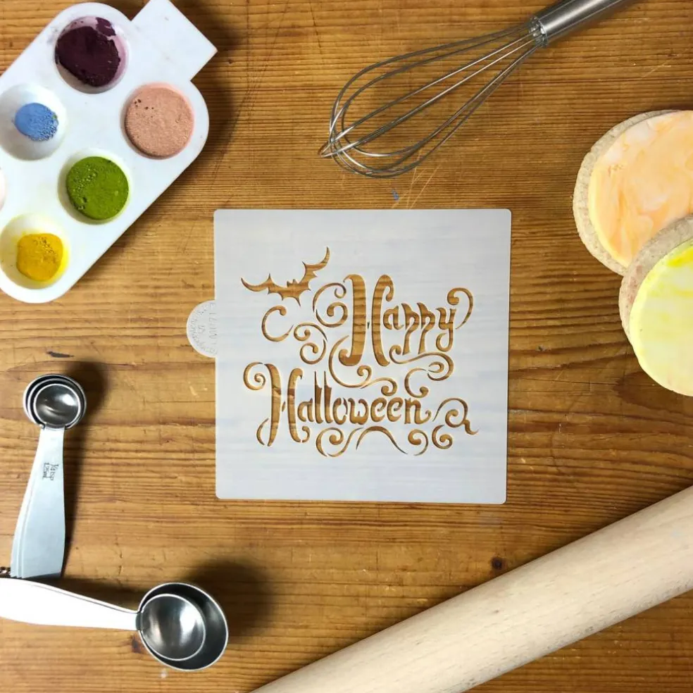 Happy Halloween Lettering Cookie & Craft Stencil | CM071 by Designer Stencils | Cookie Decorating Tools |
