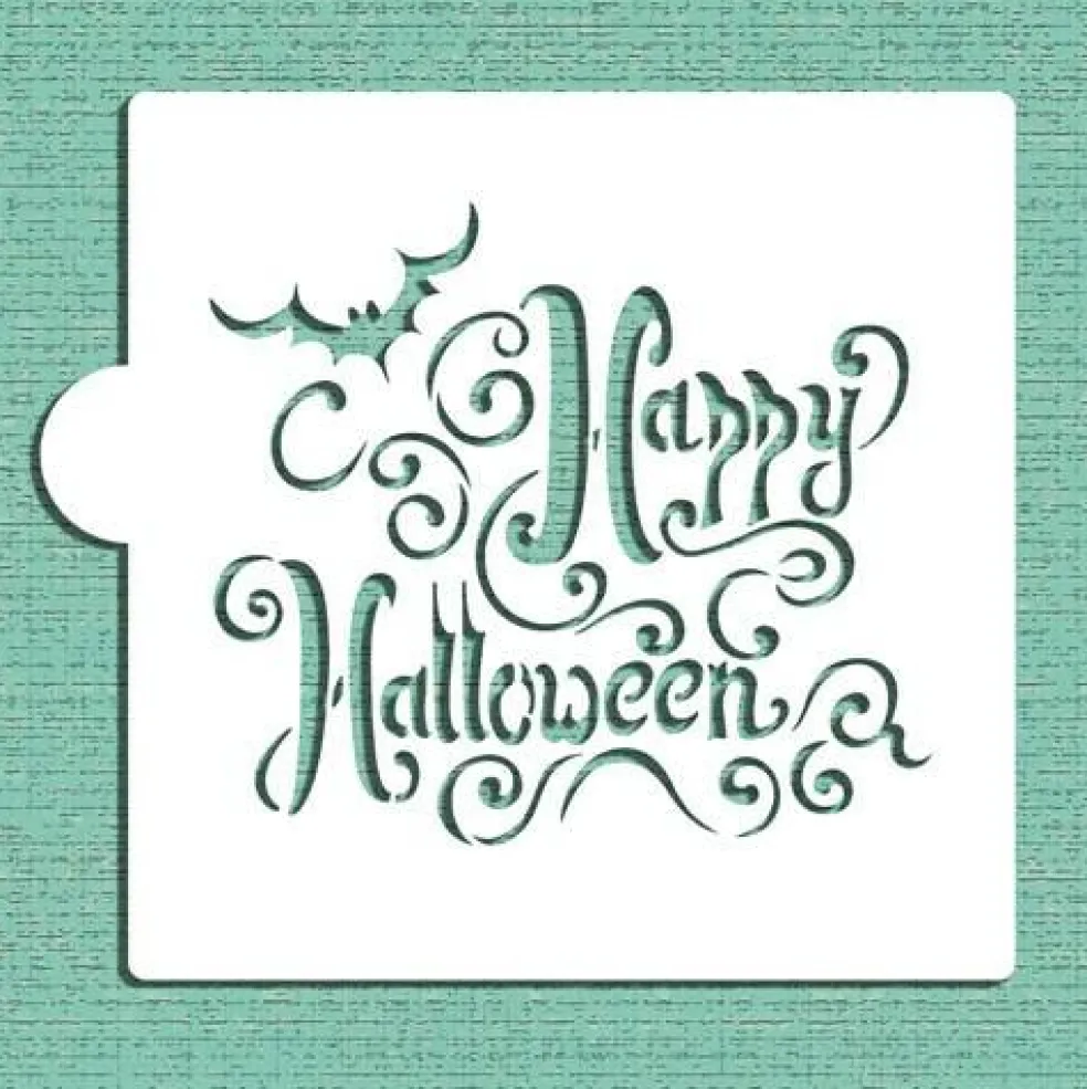 Happy Halloween Lettering Cookie & Craft Stencil | CM071 by Designer Stencils | Cookie Decorating Tools |