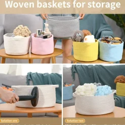 Happyiren Medium Woven Cotton Rope Basket, Empty DIY Gift Basket for Burr