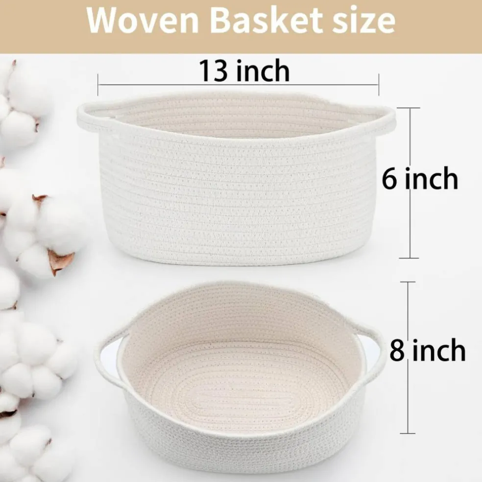 Happyiren Medium Woven Cotton Rope Basket, Empty DIY Gift Basket for Burr