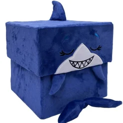 Happy Nappers: Adorable Storables - Shark - Blue & White - 8” Character Box & Surprise 8” Plush Toy w/ Weighted Paws, Square Storage Bin, Kids Age 1+