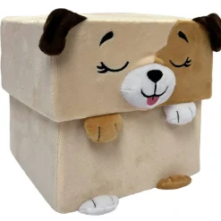 Happy Nappers: Adorable Storables - Dog - Tan & Brown - 8” Character Box & Surprise 8” Plush Toy w/ Weighted Paws, Square Storage Bin, Kids Ages 1+