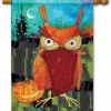 Happy Owloween Halloween Banner 2 Sided House Flag