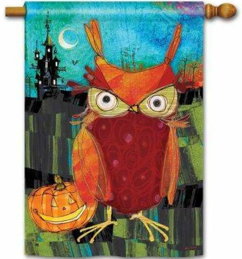 Happy Owloween Halloween Banner 2 Sided House Flag