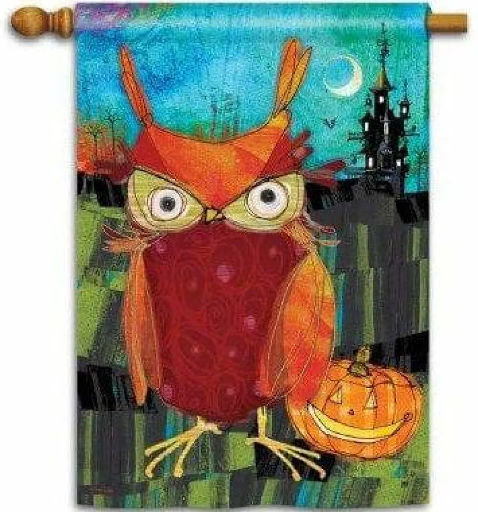 Happy Owloween Halloween Banner 2 Sided House Flag
