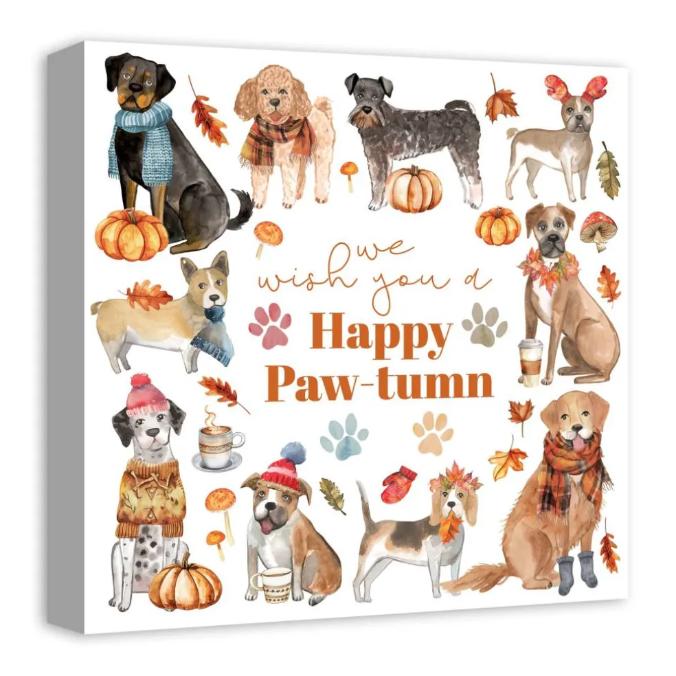 Happy Paw-tumn 16" x 16" Canvas Wall Art