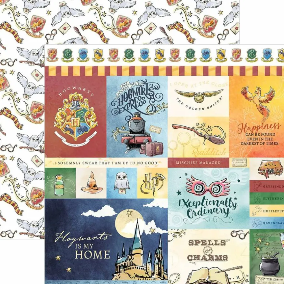 Harry Potter 12" x 12" 14-Sheet Decorative Double Sided Paper Pack for Scrapbooking and Crafts - Icons
