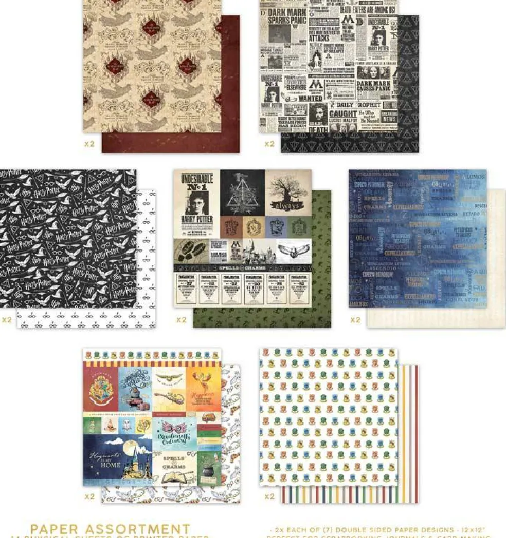 Harry Potter 12" x 12" 14-Sheet Decorative Double Sided Paper Pack for Scrapbooking and Crafts - Icons