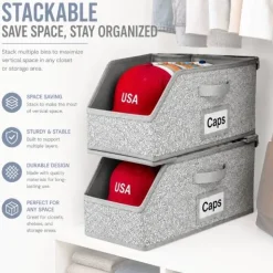 Hat Storage Organizer Holds 12 Caps Foldable Closet Bin Clear Window Gray