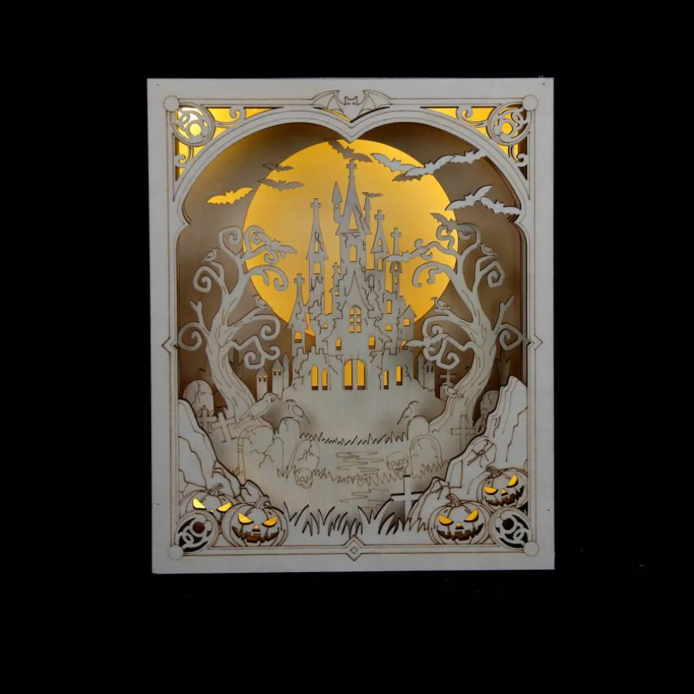 8.75" Haunted Castle Shadow Box DIY LED Wood Décor by Make Market®