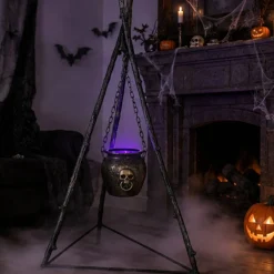 Haunted Hill Farm 4.7 ft Animated Witch Cauldron Halloween Prop