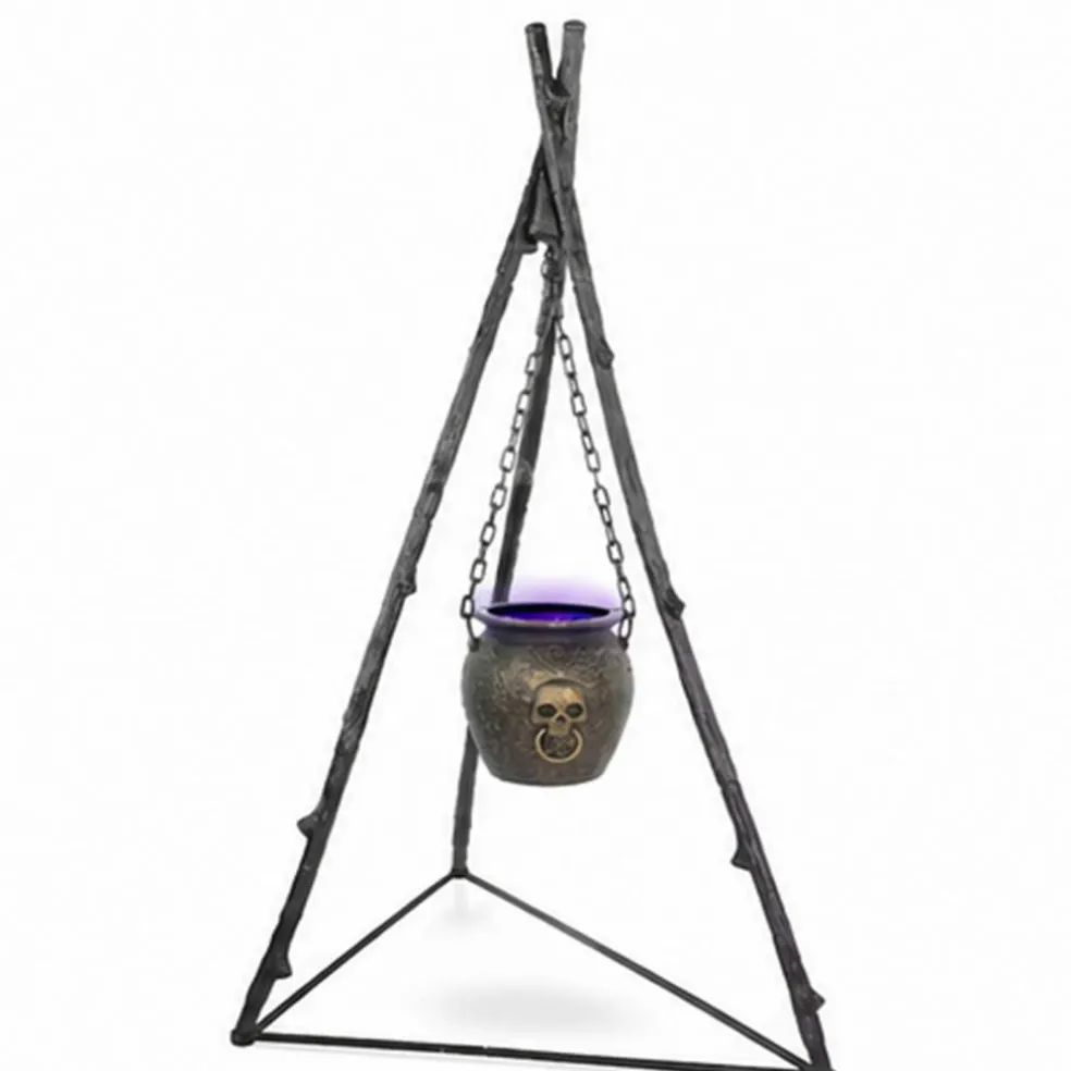 Haunted Hill Farm 4.7 ft Animated Witch Cauldron Halloween Prop