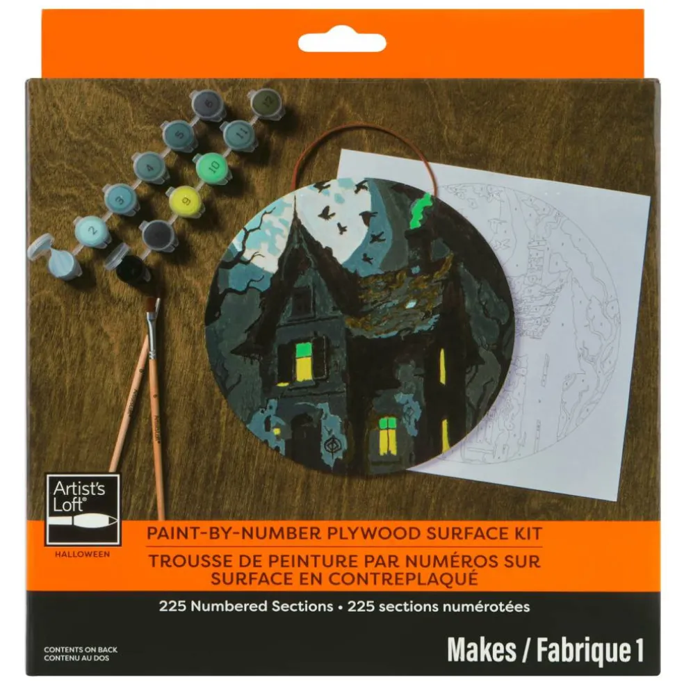 8" Haunted House Paint-by-Number Plywood Surface Kit by Artist's Loft®