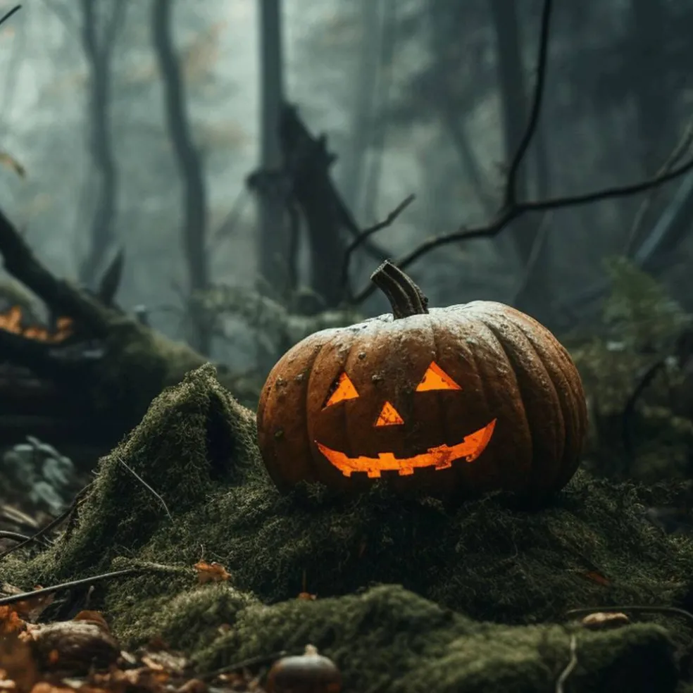 Haunted Patch: Pumpkin, Leather & Ginger Scented Halloween Candle (18 oz)
