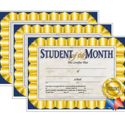 Hayes® Student of the Month Certificate, 3 Packs of 30