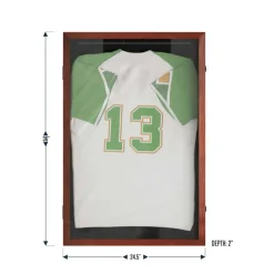 HBCY Creations Jersey Display Case - Solid Wood with UV Treated Acrylic Window - Anti-Theft Lock with 2 Keys - For All Types of Jerseys