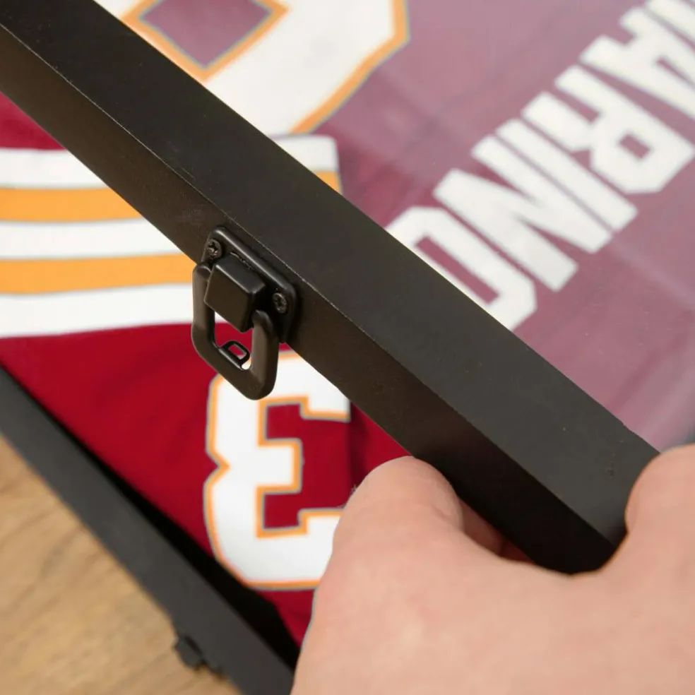 HBCY Creations Jersey Display Case - Solid Wood with UV Treated Acrylic Window - Anti-Theft Lock with 2 Keys - For All Types of Jerseys