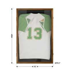 HBCY Creations Jersey Display Case - Solid Wood with UV Treated Acrylic Window - Anti-Theft Lock with 2 Keys - For All Types of Jerseys