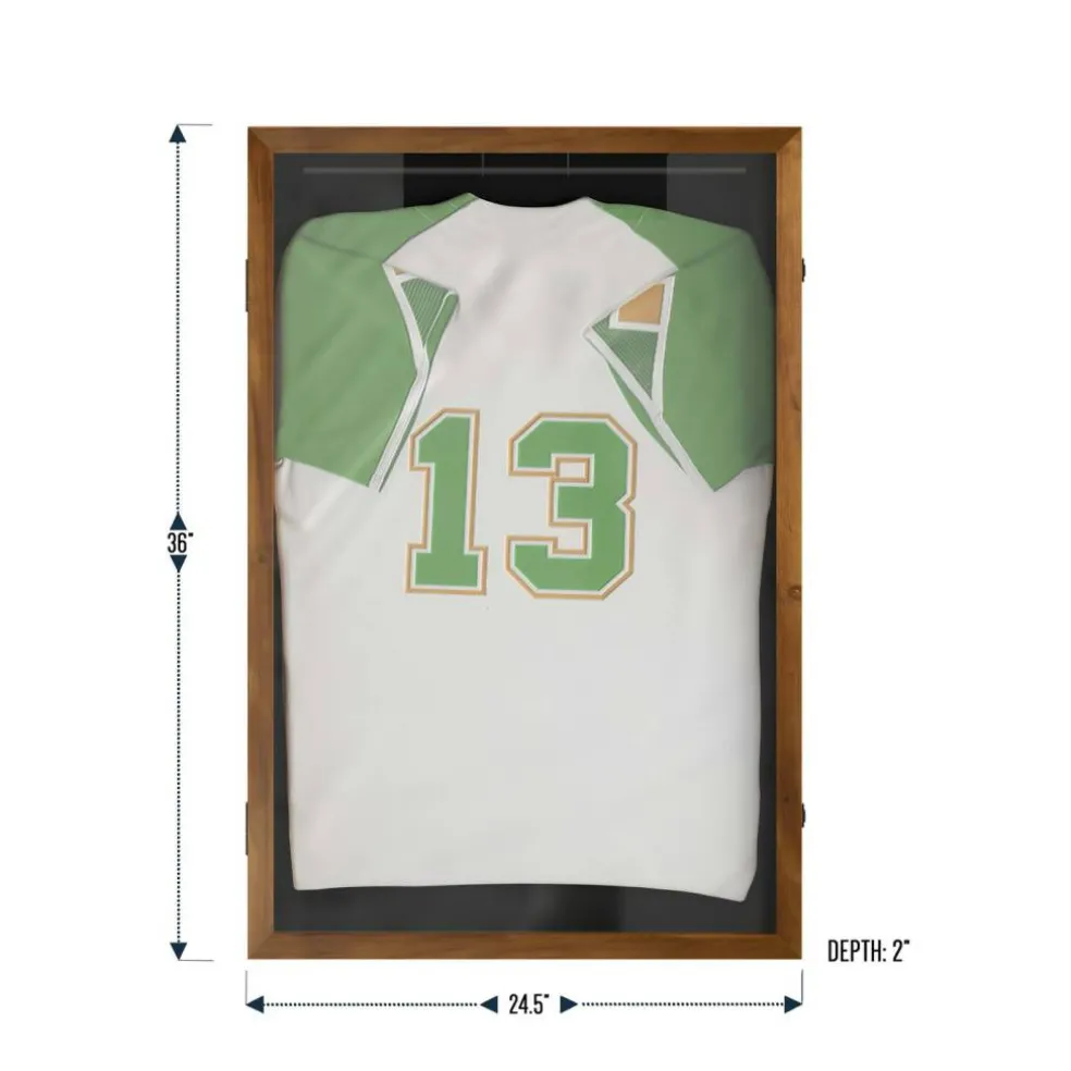 HBCY Creations Jersey Display Case - Solid Wood with UV Treated Acrylic Window - Anti-Theft Lock with 2 Keys - For All Types of Jerseys